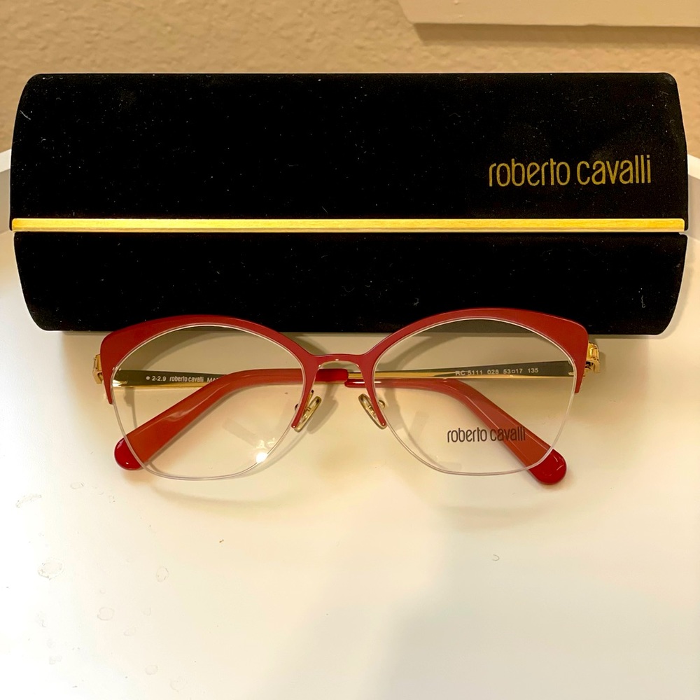 Roberto Cavalli Ladies Red Oval Eyeglass Frames RC5111 28 53 RC5111 28 53